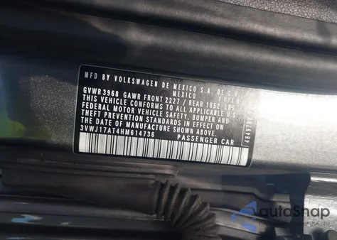 2017 Volkswagen Beetle 1.8T Se/1.8T Sel из США, поврежденный, VIN 3VWJ17AT4HM614736